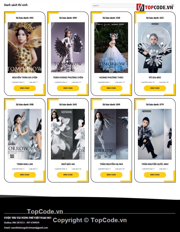 web bình chọn,bình chọn thí sinh,Sharecode Website Bình Chọn Thí Sinh Cực Đẹp